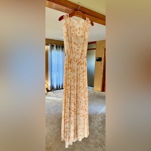 Anthropologie Paper Crown full length dress peach color